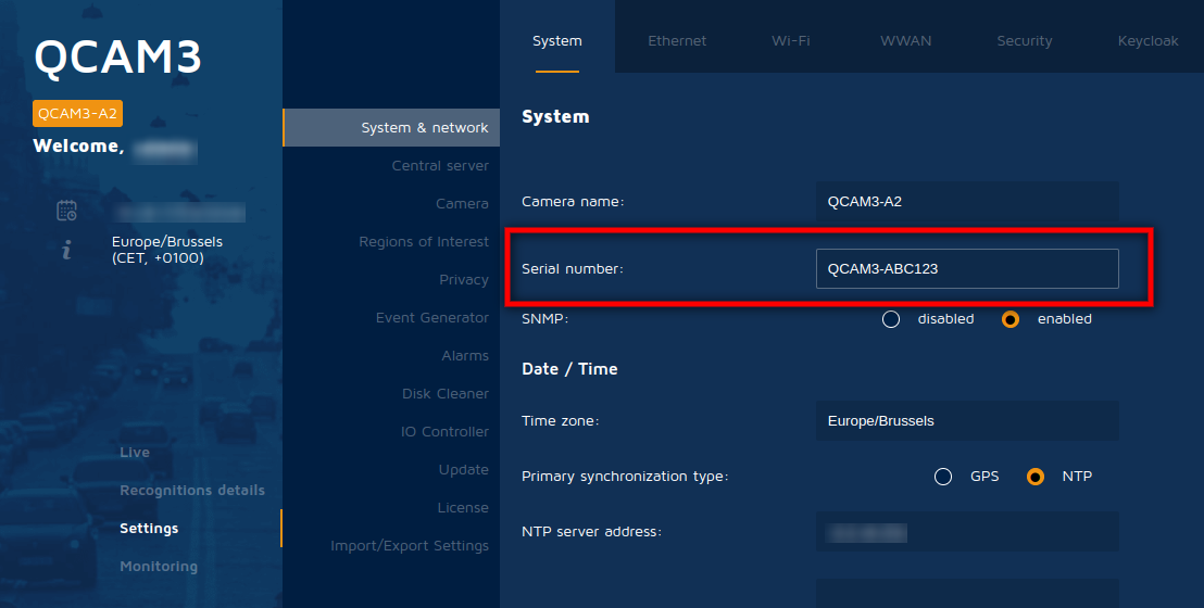 Serial number location in the Toolbox